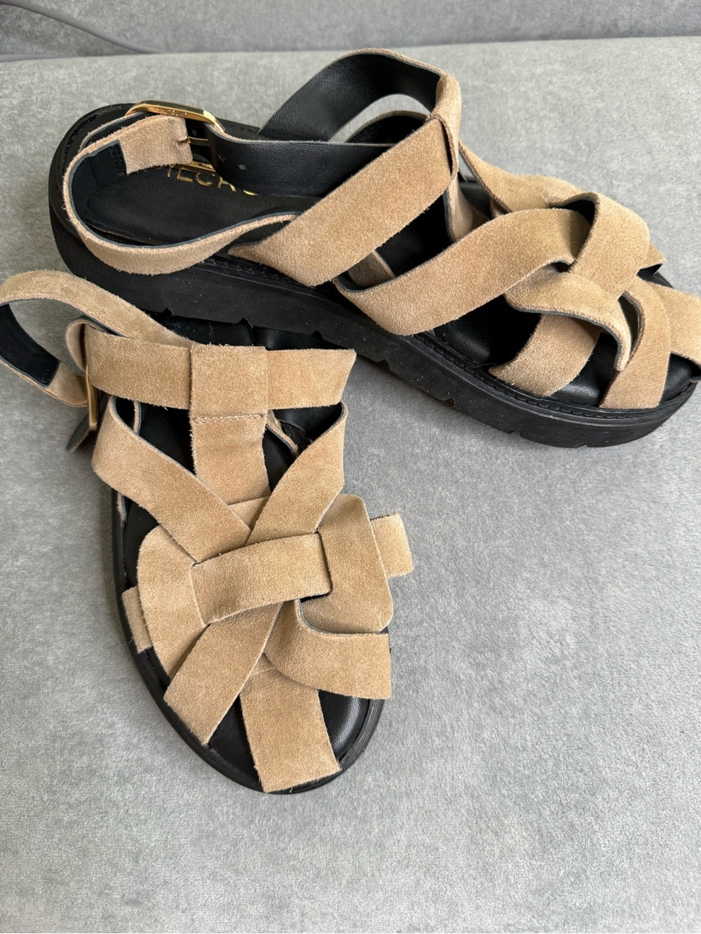 NEW Anthropologie Pilcro Flatform Fisherman Sandals, size 41/US 10 Womens, Taupe - Picture 5 of 6